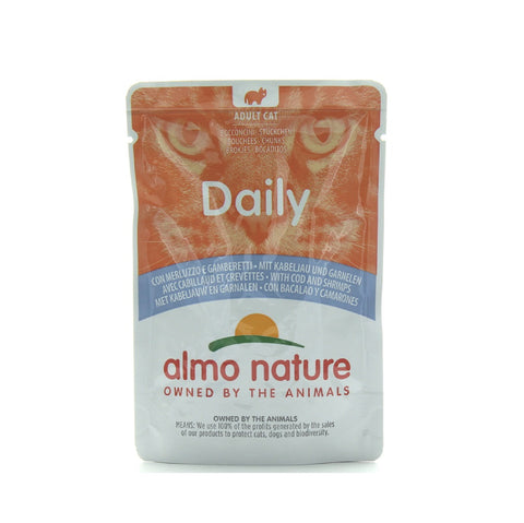 Almo Nature Daily Cibo per gatti adulti con Merluzzo e Gamberetti Adult Cat Food with Cod and Shrimp 70gr - SPECIAL OFFER