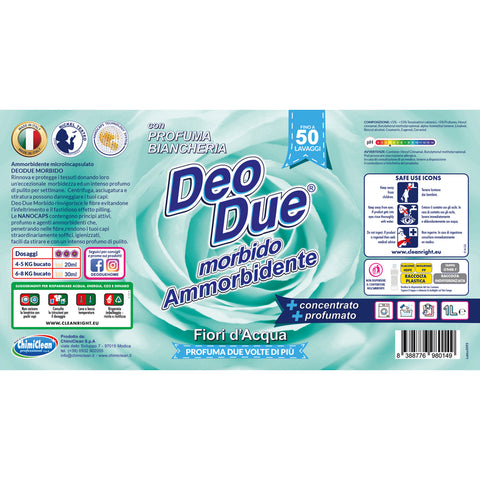3x Deo Due – Ammorbidente Fiori d’Acqua, Fabric Softener 1 Liter