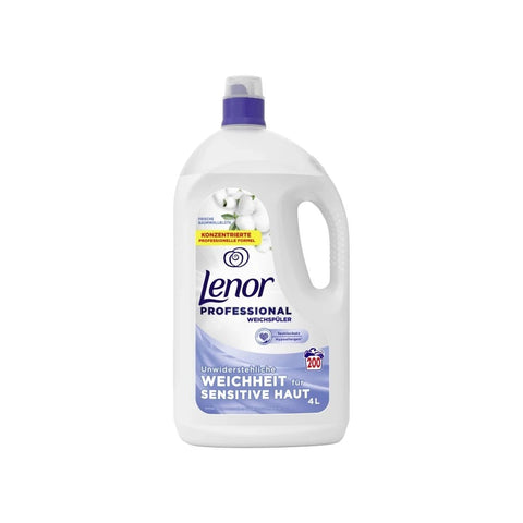 Lenor Professional Fabric Softener, 200 Washes, 4 Litres, Fresh Cotton Blossom, Irresistible Softness for Sensitive Skin, Professional Use