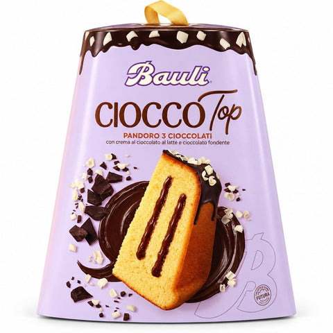 3x Bauli CioccoTop Pandoro 3 Cioccolati 750 g Pandoro Filled with Milk and Dark Chocolate Cream