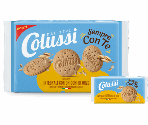 6x Colussi Biscotti Integrali con Chicchi di Orzo Wholemeal Biscuits with Barley Grains 288g