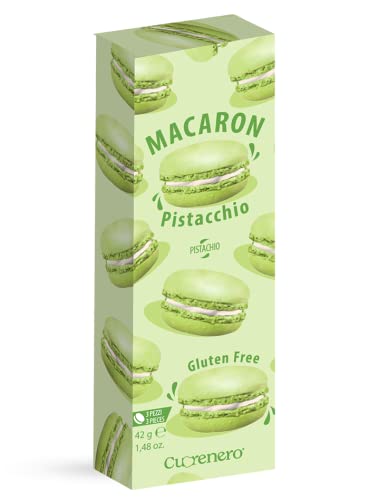 Cuorenero 3 Macaron Pistachio Flavour | Gluten Free Macaron in Case | Pistachio Flavour Macaron | Pistachio Cream Biscuits – 42 g