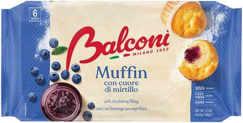 Balconi Muffin Con Cuore di Mirtillo Blueberry Muffins (12 x 240g) + 400g Italian Gourmet Pulp