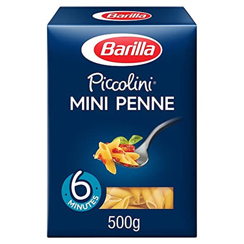 Barilla Piccolini Mini Penne Rigate 500g - Pasta with Soft Texture and Perfect Size for Delicious Dishes, Pack of 4