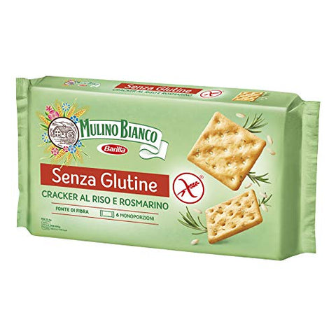 6 x Mulino Bianco Crackers Rice and Rosemary Gluten-Free Salt Pastries 200 g Salted