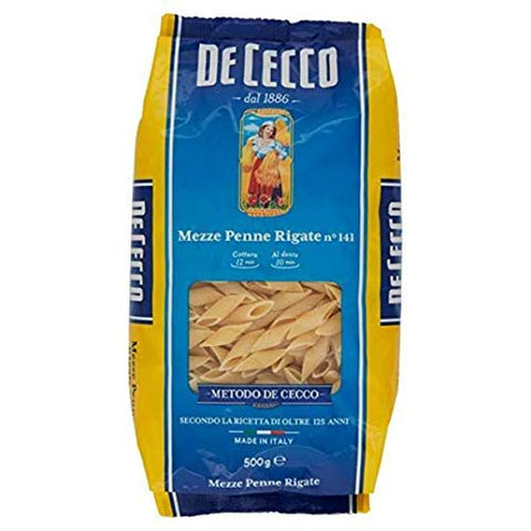 10x Pasta De Cecco 100% Italian Mezze Penne Rigate n. 141 Pasta 500 g