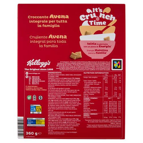 3x Kellogg's Oaties Avena Croccante Crispy Oat Flakes 360g