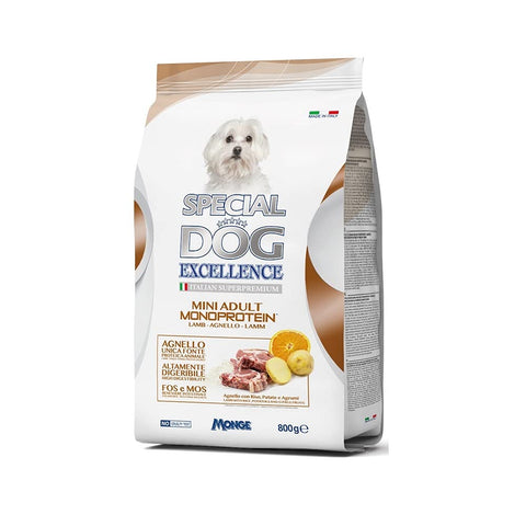 Monge Special Dog Excellence Italian Superpremium Mini Adult Monoprotein Agnello Con Riso, Patate e Agrumi Lamb with Rice, Potatoes and Citrus 800 g
