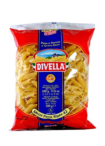 DIVELLA Durum Wheat Semolina Paste, Half Pens, Striped 42 g, 500 x 24 cm