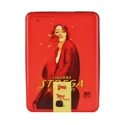 Alberti Strega- Magic Assortite 300 g Assorted Magic in 300 g Tin Chocolates Made of Milk or Dark Chocolate Filled with Cream, Liqueur or Rum + Italian Gourmet Polpa 400 g