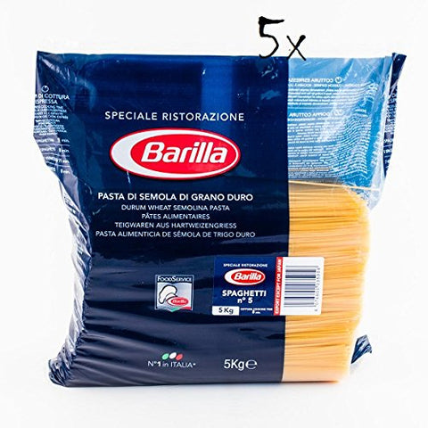 5 x Pasta Barilla Spaghetti Ristorante No. 5 Italian Noodles 5 kg Pack