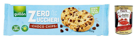 Gullón Choco Chips Senza Zuccheri, Biscuits with Chocolate Chips, Sugar-Free, Pack of 150 g + Italian Gourmet Polpa di Pomodoro 400 g Tin
