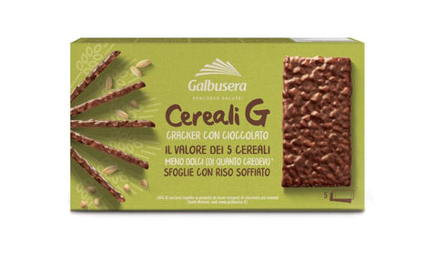 Galbusera Cereali G Crackers Puffed Rice with Chocolate Coated Snack 150 g Pack Contains 5 Portions of 2 Crackers