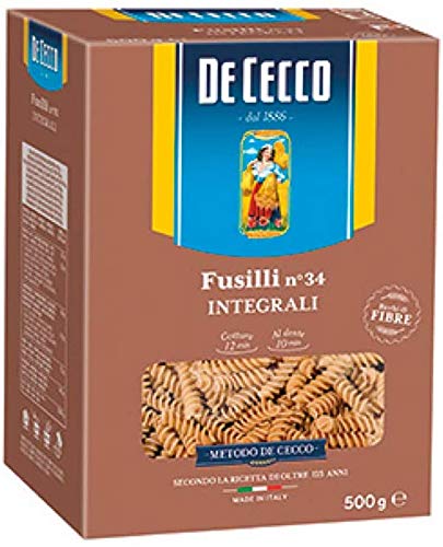 5x Pasta De Cecco Fusilli Integrali n. 34 Whole Grain Italian Noodles 500 g