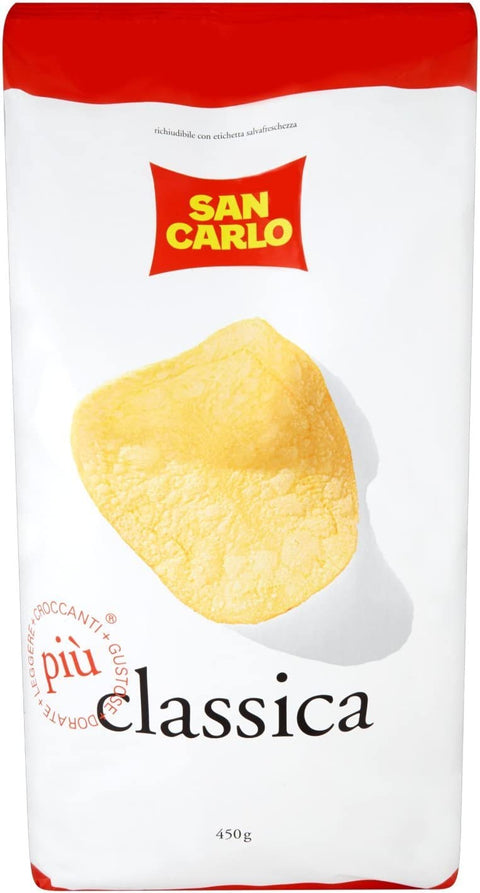 San Carlo Classica Chips, Patatine, Salted Potato Chips, 450 g, Pack of 6