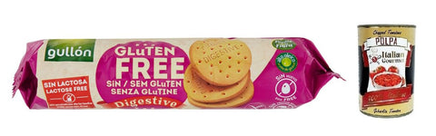 Gullón Gluten Free Digestive Biscotti Senza Glutine, Biscuits Gluten Free 150 g + Italian Gourmet Polpa di Pomodoro 400 g Tin