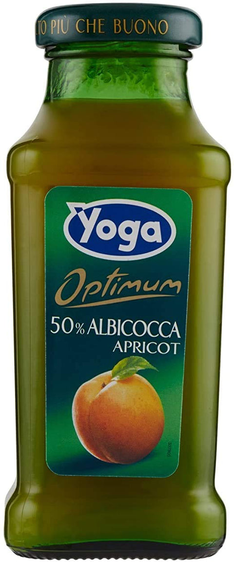 48 x Yoga Bar Albicocca Apricot Fruit Juice Drink Fruit Flavour Glass Bottle 200 ml Fruit Juice
