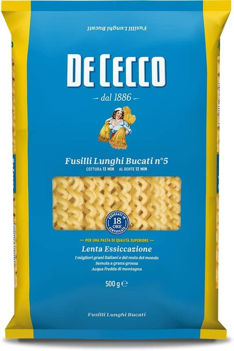10x Pasta De Cecco 100% Italian Fusilli Lunghi Bucati n. 5 Noodles 500 g
