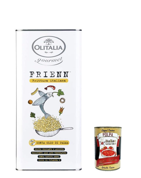 Olitalia, Olio Frienn, oil obtained from 100% Italian seeds, without palm oil, Italian roast oil. 5 lt + Italian Gourmet polpa 400 g