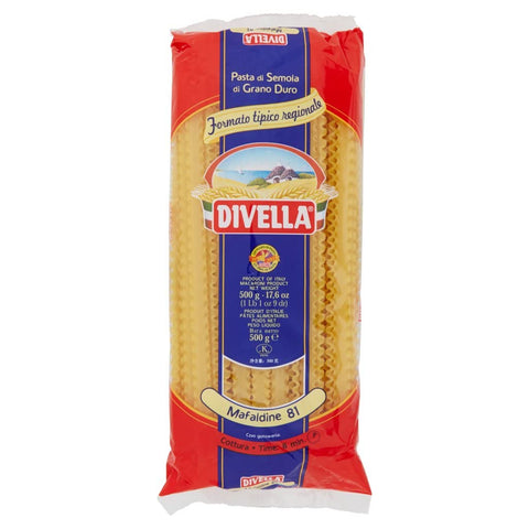 Divella Mafaldine N. 81 Durum Wheat Semolina Pasta Italian Noodles 500 g Pack + Italian Gourmet Polpa di Pomodoro 400 g Tin 24 x