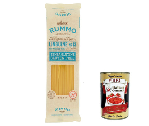 10 x Rummo Pasta Linguine n. 13 Senza Glutine, Gluten Free, 100% Italian Pasta Noodles Gluten-Free 400 g + Italian Gourmet Polpa 400 g