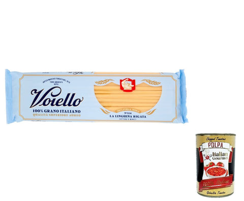 Voiello Pasta Linguina Rigata Pasta 100% Italian N114 500g + Italian Gourmet Polpa 400g Pack of 20