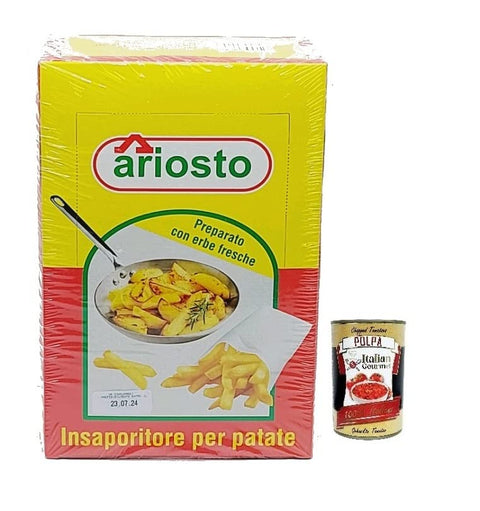 Ariosto Insaporitore Per Patate Spice for Potatoes, 50 Bags of 10 g + Italian Gourmet Polpa di Pomodoro 400 g Tin