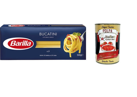 10x Pasta Barilla Bucatini No. 9 Italian Noodles 500 g Pack + Italian Gourmet Polpa 400 g