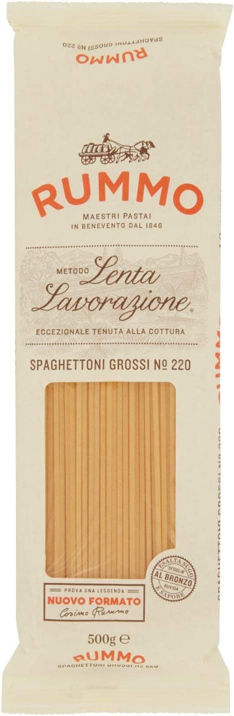20 x Rummo Spaghettoni Grossi N. 220 Durum Wheat Semolina Pasta Italian Noodles 500 g Pack + Italian Gourmet Polpa di Pomodoro 400 g Tin
