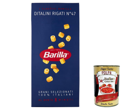 10 x Pasta Barilla Ditalini Rigati No. 47 Italian Noodles 500 g Pack + Italian Gourmet Polpa 400 g