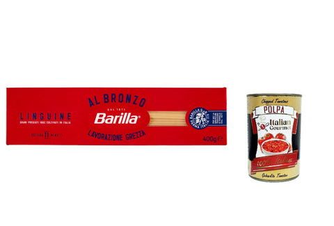 10 x Linguine al Bronzo Bronze Drawn Pasta, 400 g, Raw Processing Method + Italian Gourmet Polpa 400 g