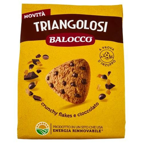 Balocco Triangolosi Crunchy Chocolate Triangular Biscuits with crunchy flakes and chocolate, 12x 350g