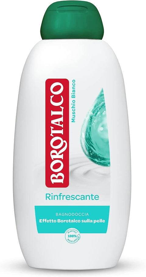 12 x Borotalco Rinfrescante Muschio Bianco White Musk Body Wash, Shower Gel, Refreshing Formula, Dermatologically Tested, 450 ml + Italian Gourmet Polpa 450 ml