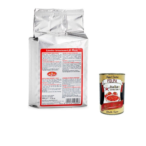 Lievito Secco 5 Stagioni 100% Italian Dry Yeast for Bakery High Activity Pizza 500g + Italian Gourmet Polpa 400g Pack of 3
