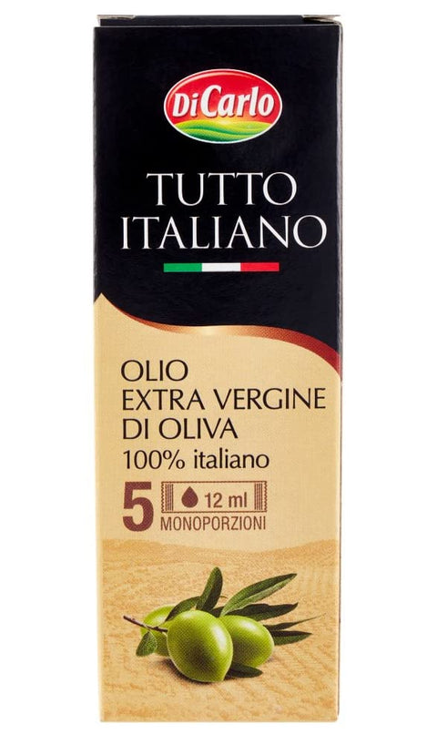 Di Carlo Tutto Italiano Olio Extra Vergine di Oliva 100% Italian Extra Virgin Olive Oil Each pack contains 5 single dose sticks of 12 ml