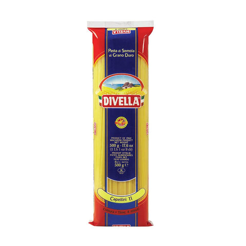 Divella Capellini n°11 Durum Wheat Semolina Pasta Italian Noodles 500g Pack + Italian Gourmet Polpa di Pomodoro 400g Tin
