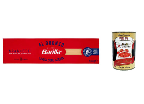 20 x Spaghetti al Bronzo Bronze Drawn Pasta, 400 g, Raw Processing Method + Italian Gourmet Polpa 400 g