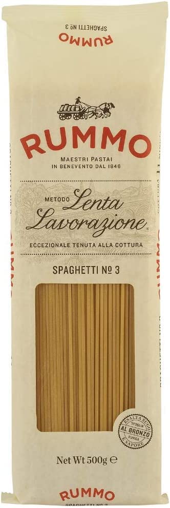 Rummo Spaghetti N°3 Pasta Lenta Lavorazione Pasta Made of Durum Wheat Semolina Bronze Drawing 500 g Pack of 10