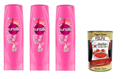 3x Sunsilk Balsamo Scintille Di Luce Balm Sparkles of Light 200 ml + Italian Gourmet Polpa 400 g
