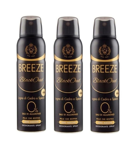 3x Breeze Deodorant Spray Black Oud 150 ml + Italian Gourmet Polpa 400 g