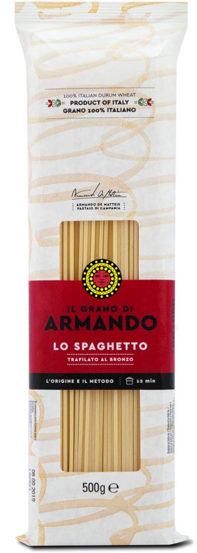 Il Grano Di Armando Lo Spaghetto Italian Wheat Bronze Drawn 100% Italian Pasta, 500 g, Pack of 6