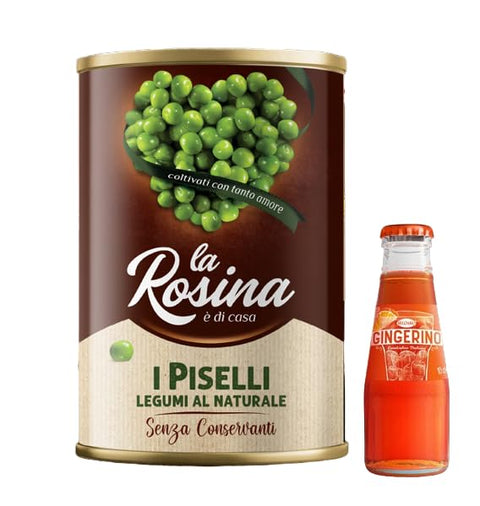 12x La Rosina Beans Natural Peas, Legumes in 400g Tin + 1x Gingerino Recoaro Italian Aperitif 10cl Free