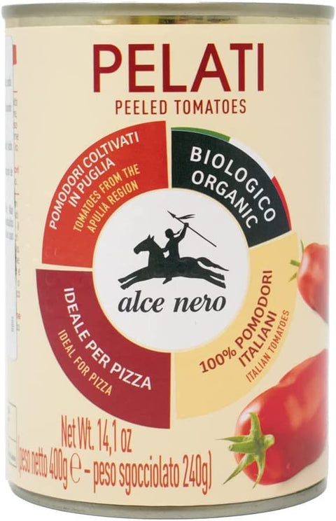 Alce Nero Pomodori Pelati Biologico Organic Peeled Tomato Sauce from Italy 400 g Pack of 24