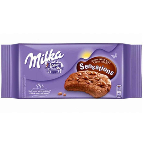Milka Sensations Inside Chocolate Cookie with Chocolate Chips and Chocolate Cream Filling 12 x 156 g