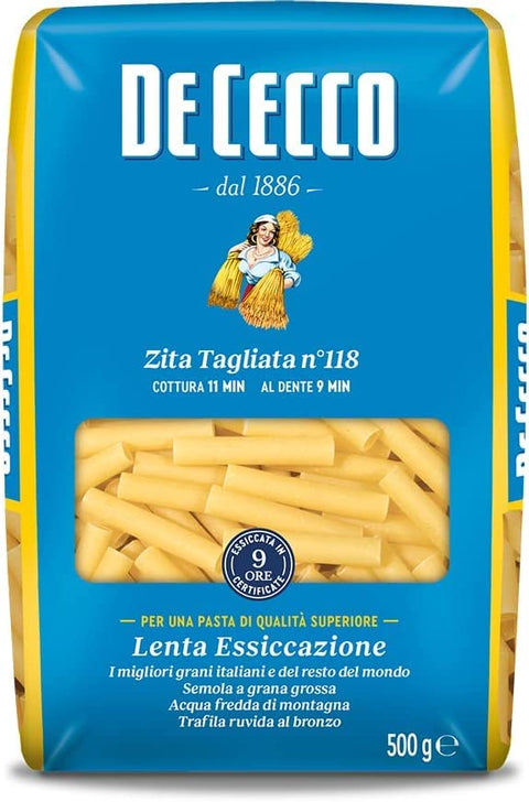 10 x Pasta De Cecco 100% Italian Zita Tagliata N°118 Pasta 500 g + Italian Gourmet Polpa 400 g