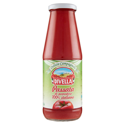 6 x Divella Delizie Campagnole Passata di Pomodoro Tomato Paste Tomato Sauce 100% Italian 680 g + Italian Gourmet Polpa 400 g