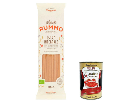 10 x Rummo Pasta Integral Linguine N. 13, Whole Grain Pasta, Italian Pasta, 500 g + Italian Gourmet Polpa 400 g