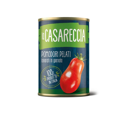 La Casareccia Pomodori Pelati Interi Whole Peeled Tomatoes in Tomato Juice, 100% Made in Italy, 400 g Tub, Pack of 24