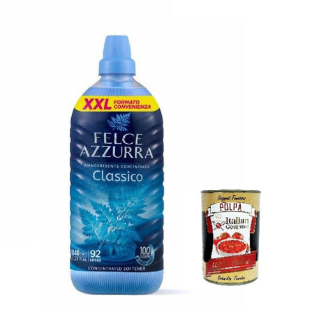 PAGLIERI Felce Azzurra Fabric Softener Concentrate Scented Classico Long-Lasting Fragrance 92 Washes Detergent 1840 ml + Italian Gourmet Polpa 400 g