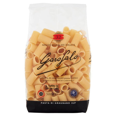 Mezze Maniche Rigate N. 32 Neapolitan Durum Wheat Semolina Pack of 500 g Pasta IGP + Italian Gourmet Polpa 400 g Pack of 10
